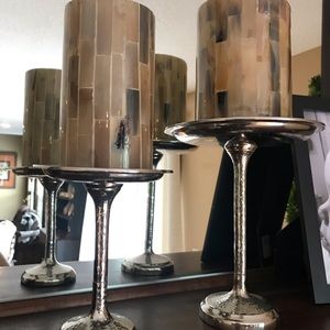 Pottery barn candle holders and candles